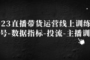 2023直播带货运营线上训练营，起号-数据指标-投流-主播训练