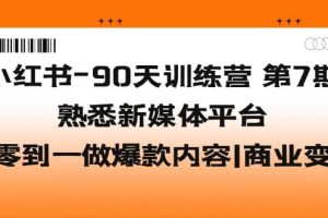 小红书-90天训练营-第7期，熟悉新媒体平台|从零到一做爆款内容|商业变现