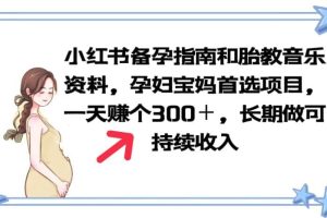 小红书备孕指南和胎教音乐资料 孕妇宝妈首选项目 一天赚个300＋长期可做