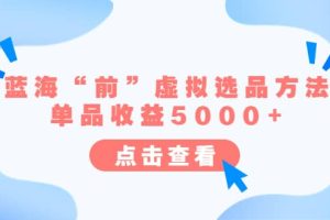 某公众号付费文章《蓝海“前”虚拟选品方法：单品收益5000 》