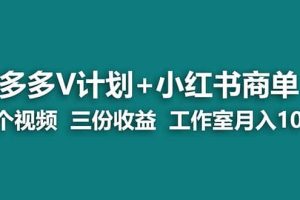 【蓝海项目】多多v计划 小红书商单 一个视频三份收益 工作室月入10w打法