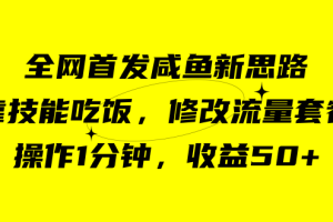 咸鱼冷门新玩法，靠“技能吃饭”，修改流量套餐，操作1分钟，收益50