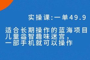 一单49.9长期蓝海项目，儿童益智趣味迷宫，一部